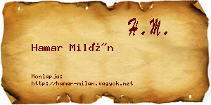 Hamar Milán névjegykártya