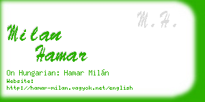 milan hamar business card